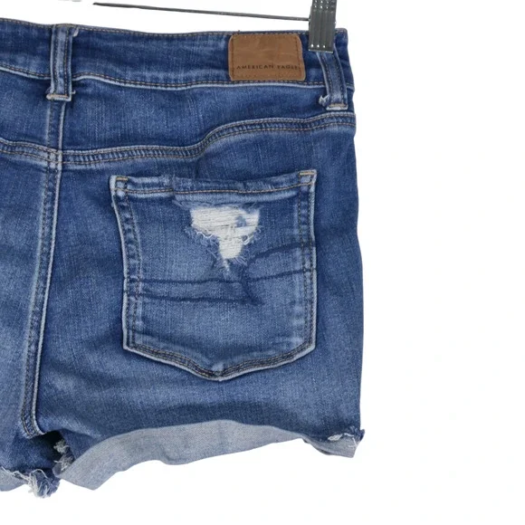 American Eagle Denim Shorts Women Blue High Rise Cutoff Raw Hem Distressed 26x4 - Picture 5 of 10
